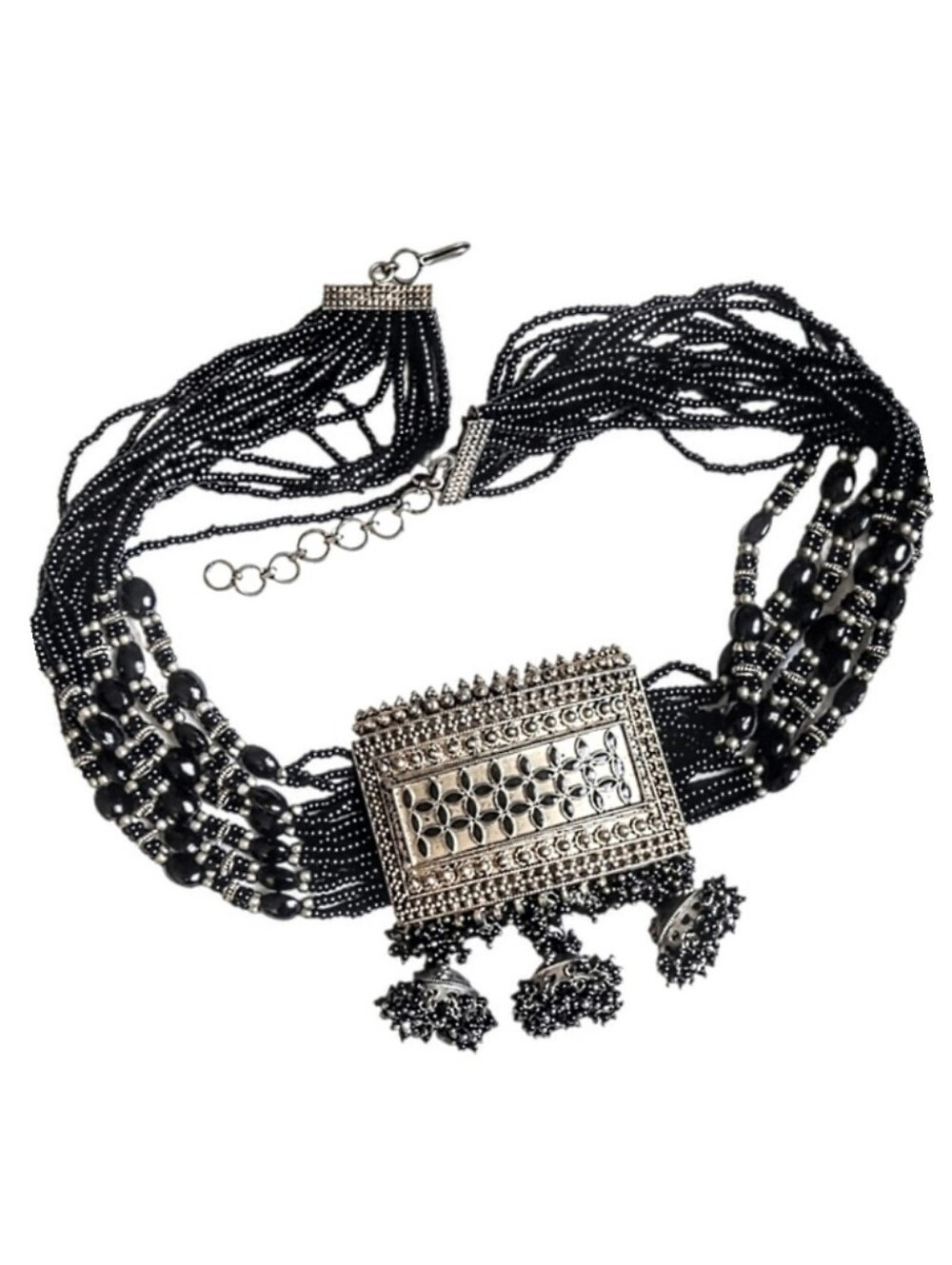 🖤 Vintage Tibetan Silver Kuchi Style Moroccan Berber Tribal Seed Bead Necklace
